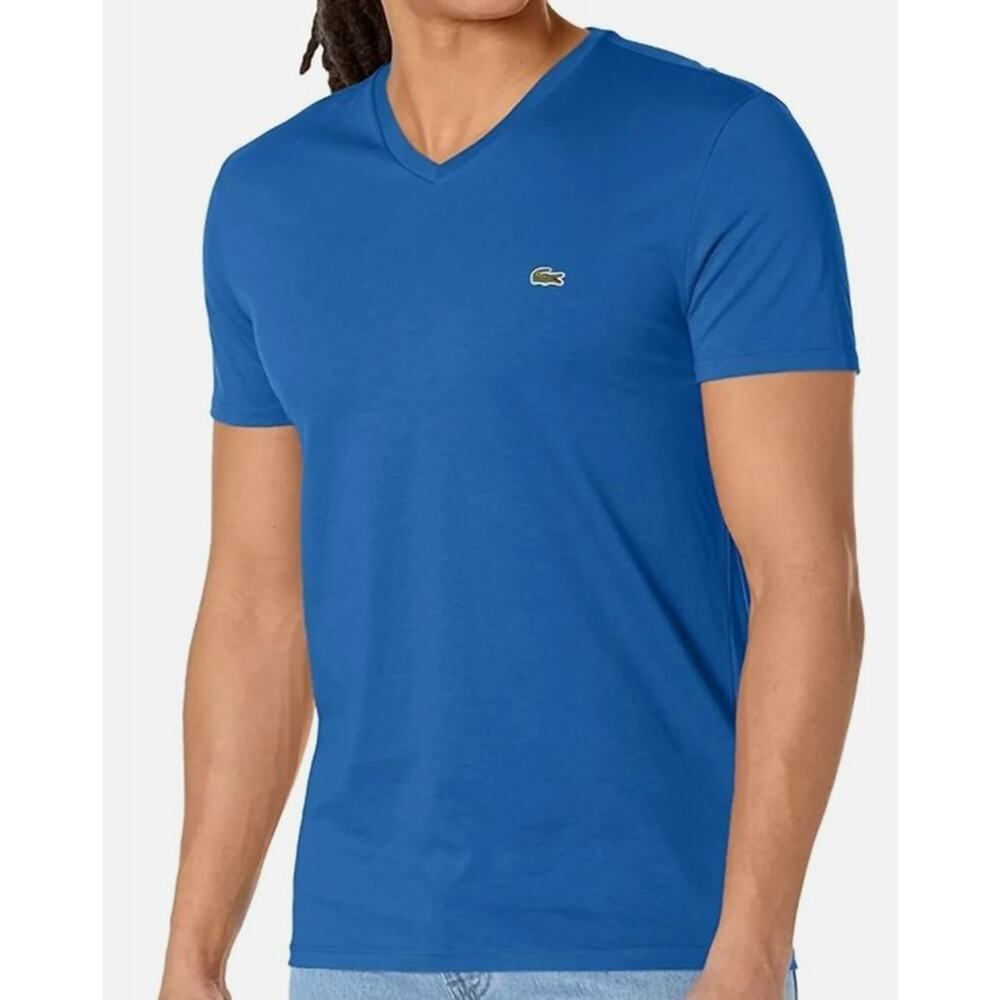 Lacoste Men's Short Sleeve V-Neck Pima Cotton Jersey T-Shirt Kingdom XL